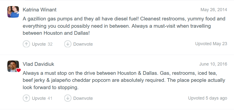 Remember Foursquare? Buc-ee's got rave reviews.