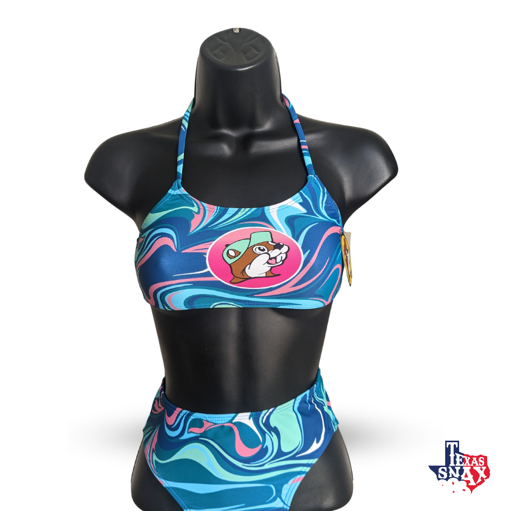 Buc ee s Youth Blue Swirl Swim 2Piece