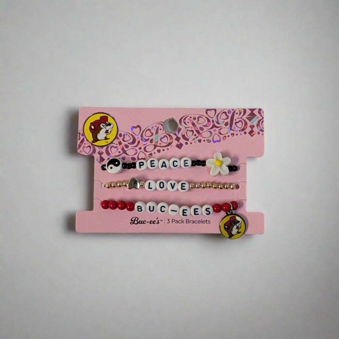 Buc-ee's 3-Pack Peace, Love, Buc-ee's Bracelets