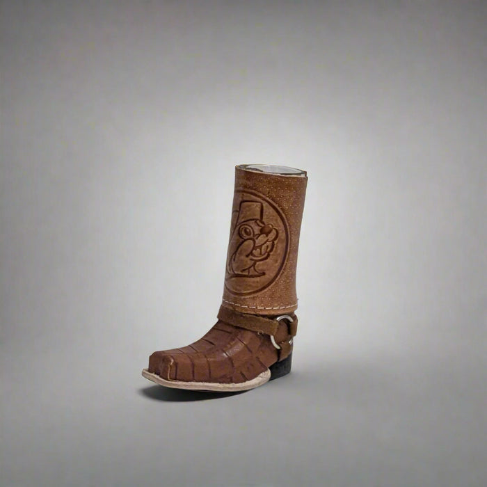 Buc-ee's Boot Shot glass. Shaped like a boot.