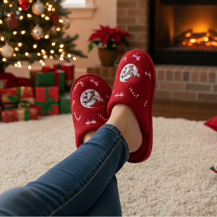 Buc-ee's Candy Cane Christmas Slippers