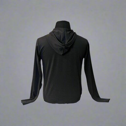 Buc-ee's Cloud Soft Hoodie is a long sleeve black thin soft hoodie with a Buc-ee's logo in the top right corner.