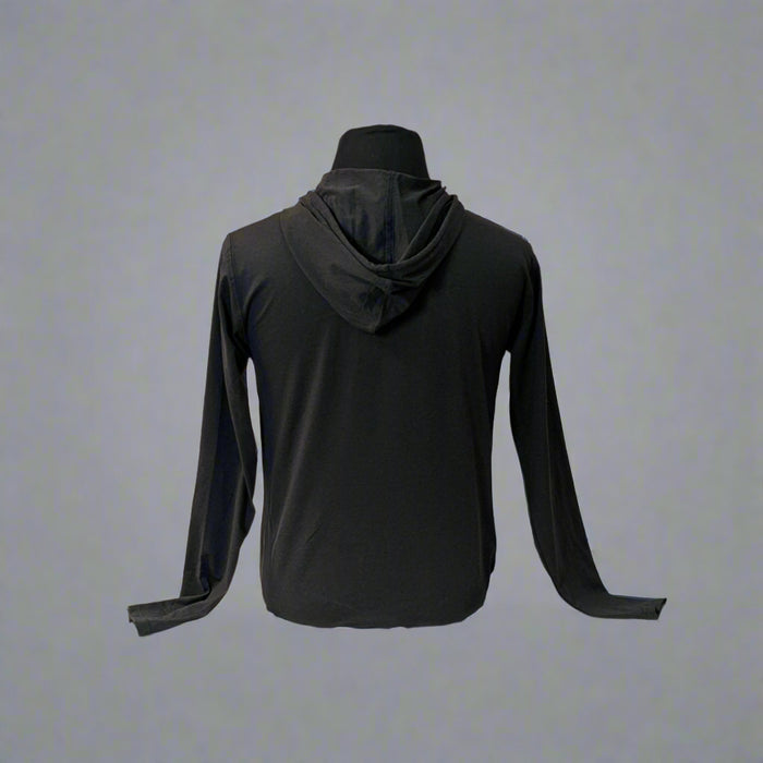 Buc-ee's Cloud Soft Hoodie is a long sleeve black thin soft hoodie with a Buc-ee's logo in the top right corner.