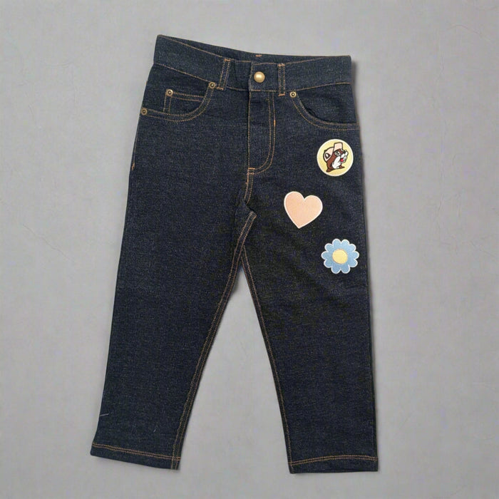 Buc-ee's Flower Heart Jeans for kids.