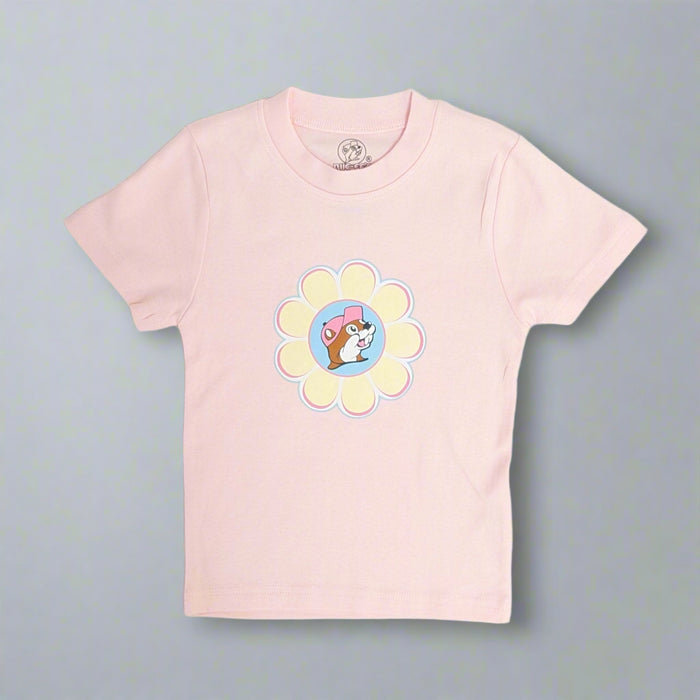 Buc-ee's Flower Shirt. Light pink shirt with Buc-ee's logo in a flower.