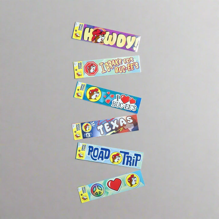 Buc-ee's Bumper Stickers with 6 different sayings.