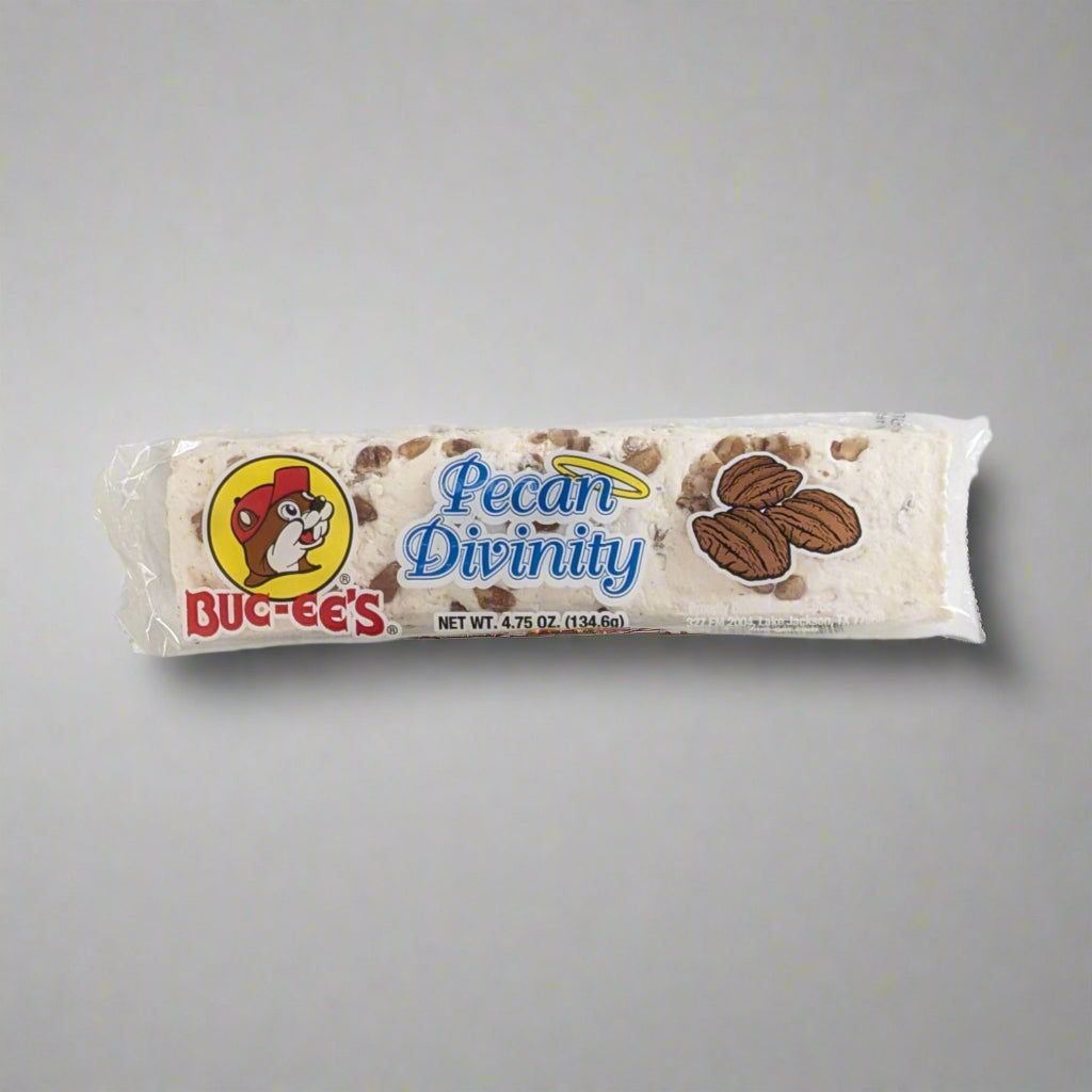 Buc-ee's Pecan Divinity Log. A bar with nuts in it.