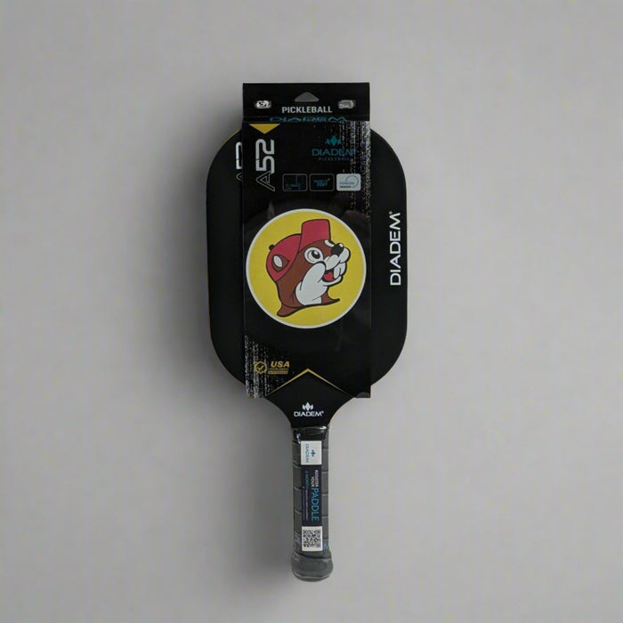 Buc-ee's Pickleball Paddle. Black with the Buc-ee's logo on it.