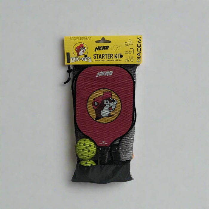 Buc-ee's Pickleball Starter Kit. Comes with 2 paddles and 2 balls.