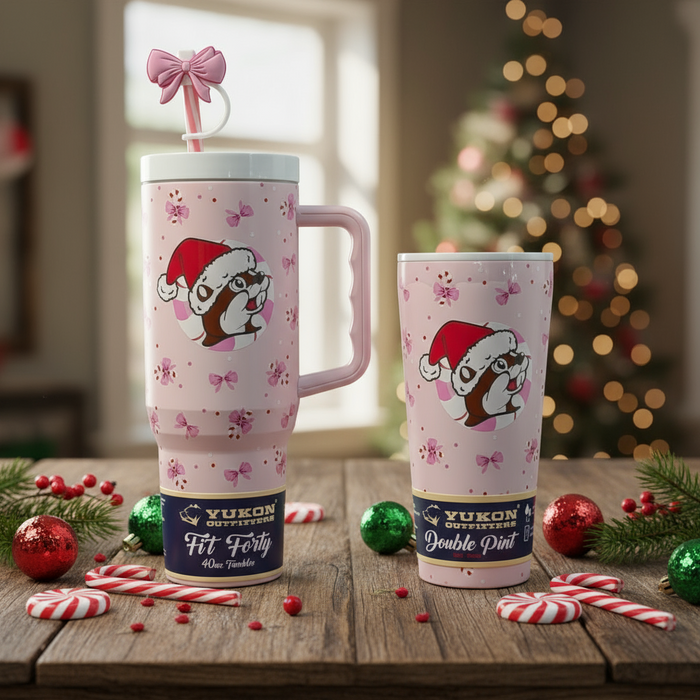 Buc-ee's Pink Candy Cane Christmas Tumbler