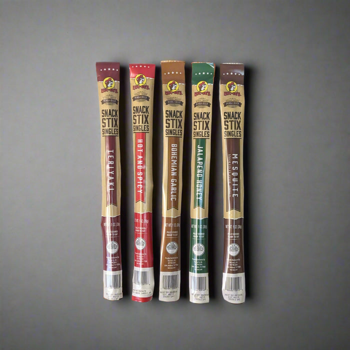 Take the taste of Buc-ee’s on the road with these classic Pork & Beef Snack Stix Singles! Each stick is packed with bold flavor, high-quality ingredients, and that signature Buc-ee’s smokiness. Perfect for road trips, lunch boxes, or quick protein-packed snacking.