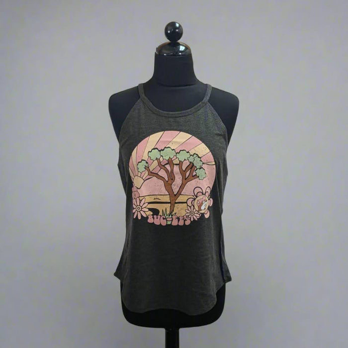 Buc-ee's Rocker Charcoal Tank with a tree and sun on the front.