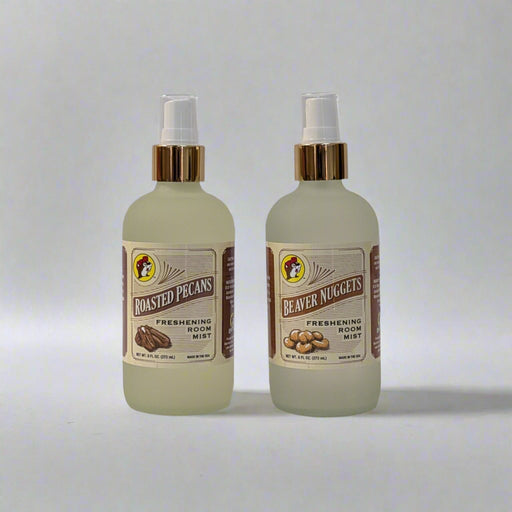 Buc-ee's Room Mist. One is a Beaver Nugget scent and the other is a Roasted Pecans scent.