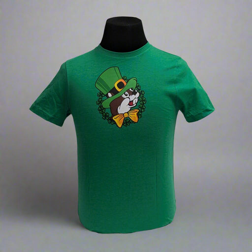 Buc-ee's St. Patrick's "Charm" Shirt. Has a Buc-ee Beaver with St. Patrick's hat and theme.