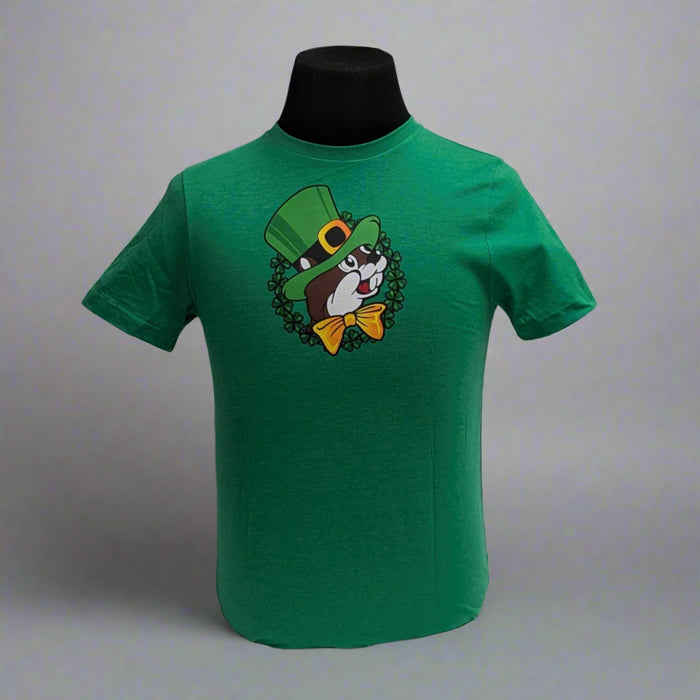 Buc-ee's St. Patrick's "Charm" Shirt. Has a Buc-ee Beaver with St. Patrick's hat and theme.