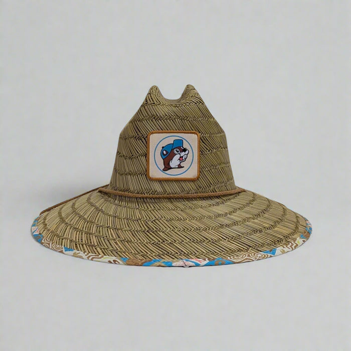 Buc-ee's Tiki Lifeguard Hat with Tiki style with lifeguard texture hat.