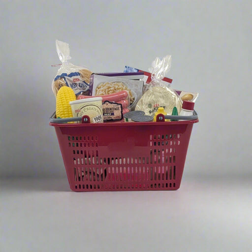 HEB kids dinner food with shopping basket.