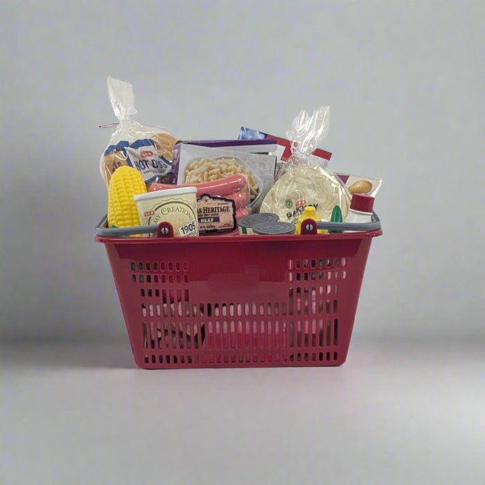 HEB kids dinner food with shopping basket.