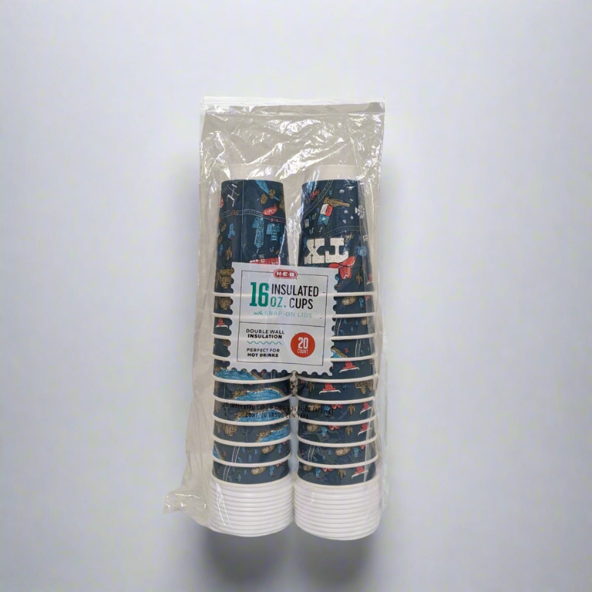 HEB Insulated Cups with SnapOn Lids 16 oz (20 Count) Texas Snax