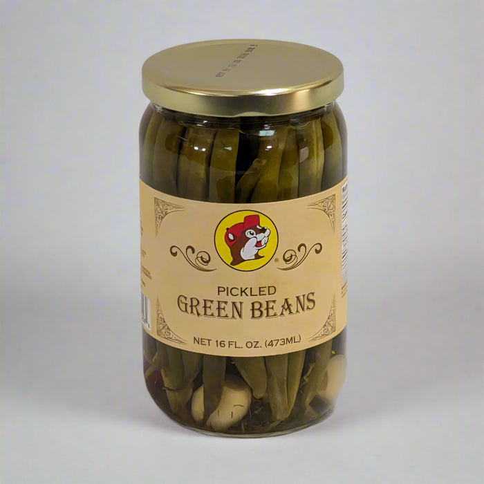 a 16 oz jar of pickled green beans from Buc-ee's
