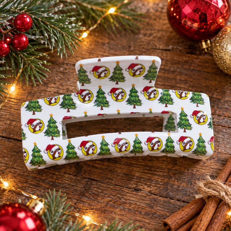 Buc-ee's Christmas Hair Claw - White