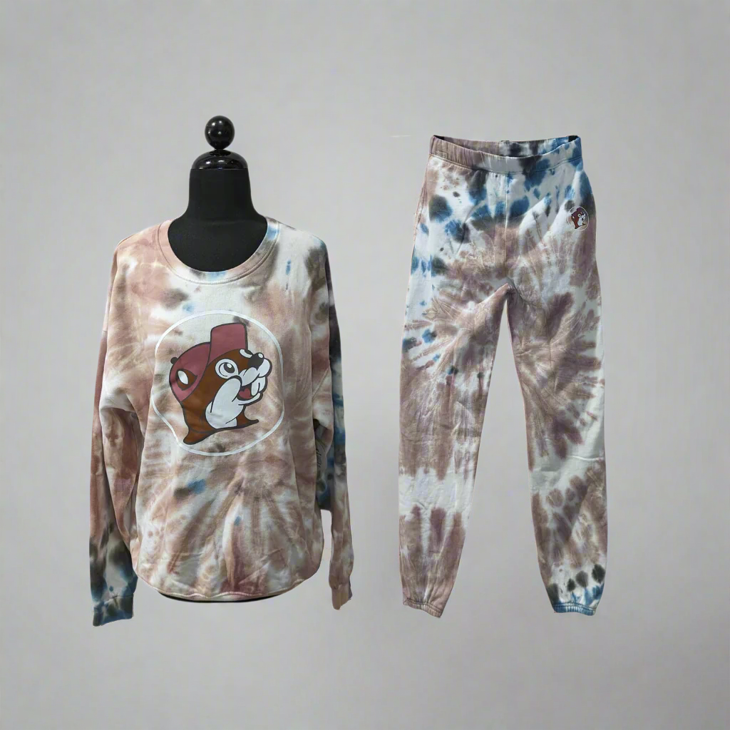 Buc-ee's Tie Dye Blue/Brown Sweats