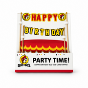 Buc-ee's Party Time Happy Birthday cake topper in its display package