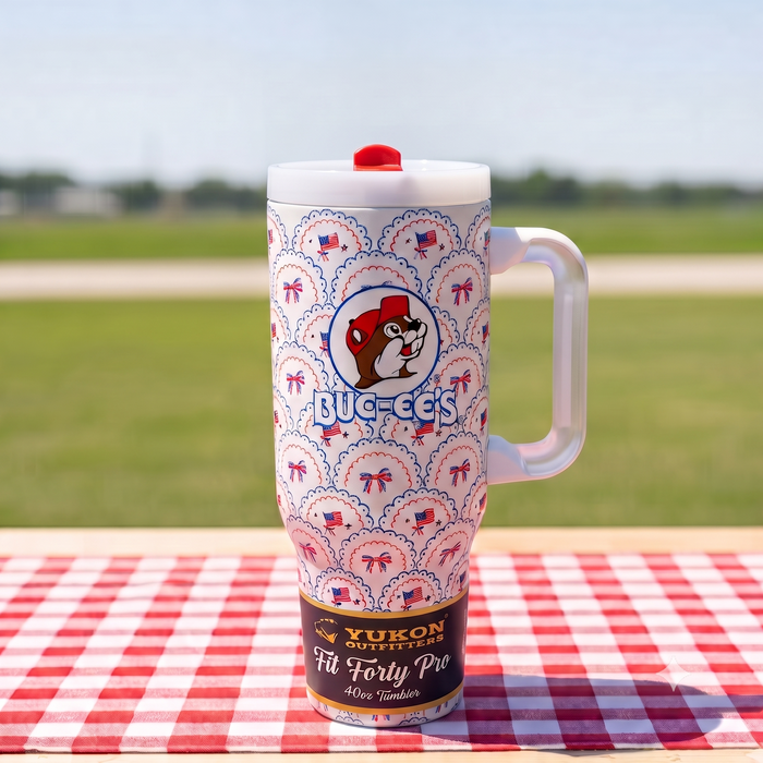 Buc-ee's American Bows & American Flags Fit 40 Pro Tumbler