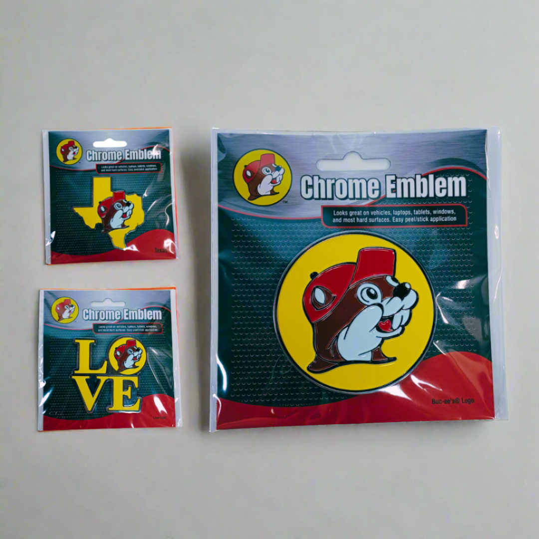 Buc-ee's Chrome Emblem — Texas Snax