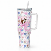 Blossoms and Bows Tumbler Front View classic white background. 