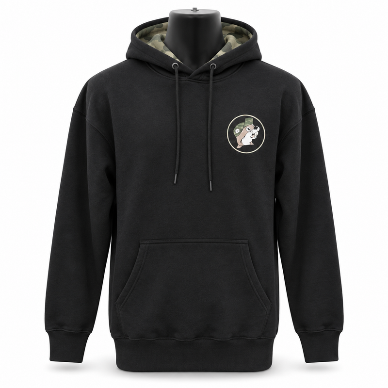 Buc-ee's Adult Camo Hat Black Hoodie