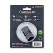 Back packaging of Yukon Outfitters 20 oz replacement tumbler lid displaying product features and BPA-free logo.