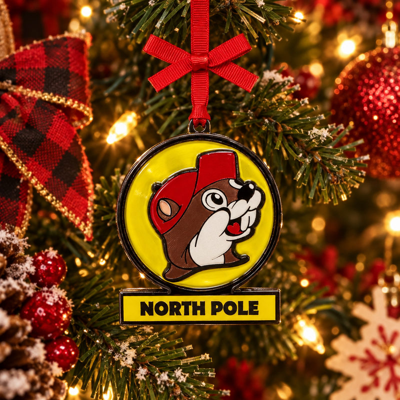 Buc-ee's Lollipop Sign Christmas Foil Ornament