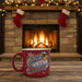 This festive red mug features cheerful artwork on both sides — one side reads “Jingle All the Way to Buc-ee’s” in bright, holiday-inspired lettering, while the other shows Buc-ee the Beaver wearing a Santa hat surrounded by holly and bells.