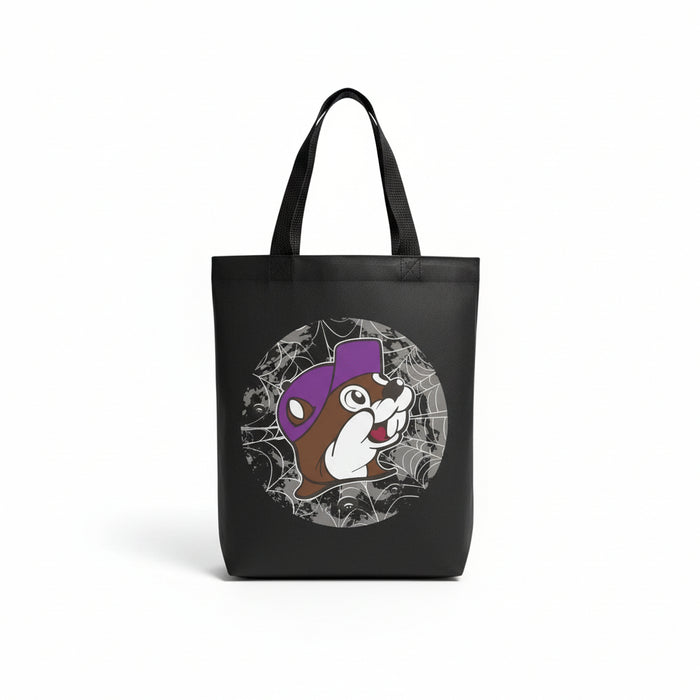 Buc-ee's 2025 Halloween Tote with the Spiderweb on the back with the logo. 