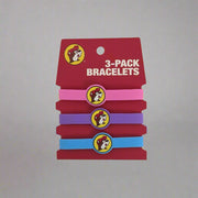Buc-ee's 3-Pack Bracelets Pink, purple, and blue. 