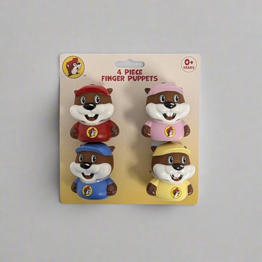 Buc-ee's 4 piece finger puppets. Red, pink,blue, and yellow.