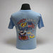 Buc-ee's 4th of July Shirt "Sweet Land of Liberty". Baby blue with logo on the front with the "Sweet land of Liberty" on the back with Buc-ee on a tube in the summer time.