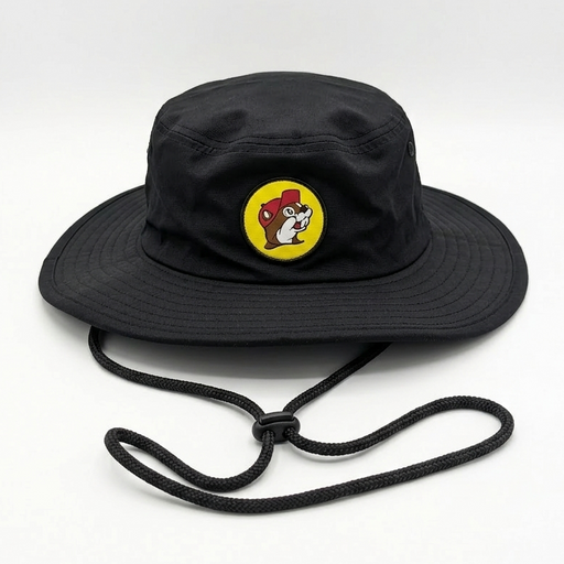 Buc-ee's Adult Boonie Bucket Hat Black classic white background.