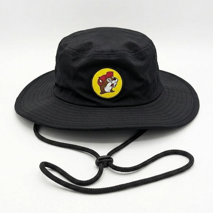 Buc-ee's Adult Boonie Bucket Hat Black classic white background.