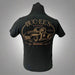 Back of a black Buc-ee’s t-shirt with a large vintage-style truck graphic in bronze and “BUC-EE’S – American Original” text.