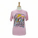 Pink t-shirt with Bucee's logo on a mannequin against a white background