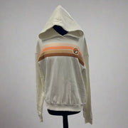 Buc-ee's Baja Hoodie top that is cream with stripes in the chest area.