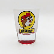 Buc-ee's Bastrop Shot Glass white background.