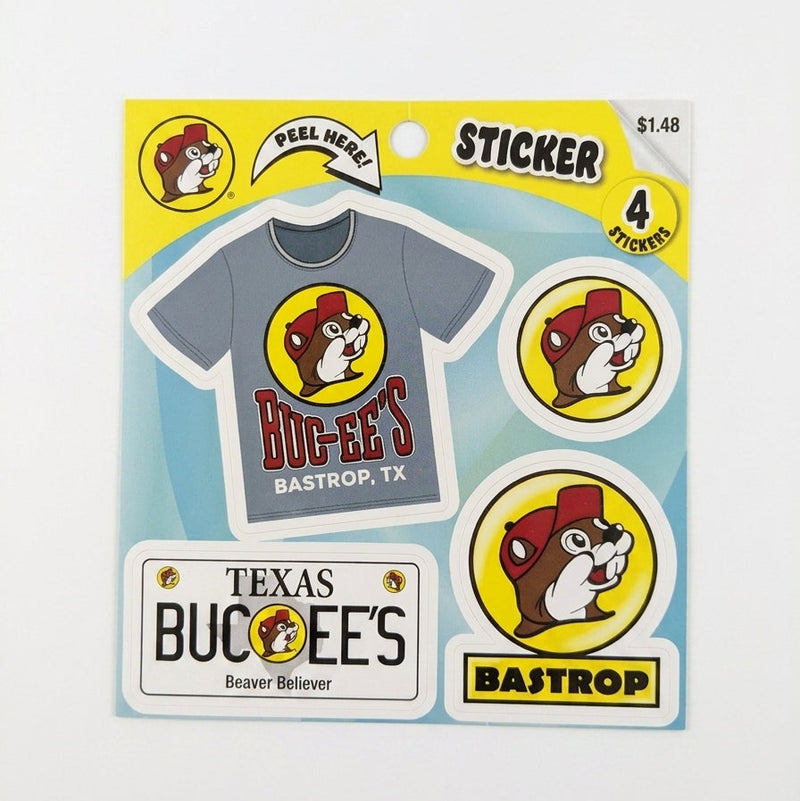 Buc-ee's Bastrop Sticker Sheet white background.