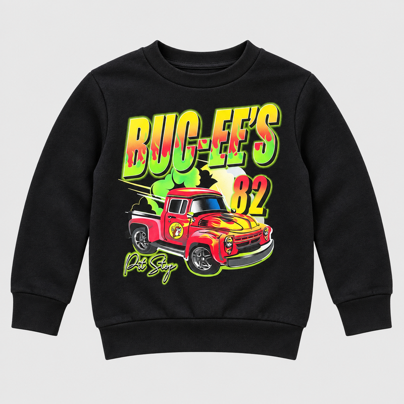 Buc-ee's Black Hot Rod Fleece Crew