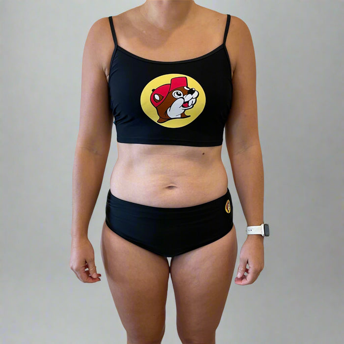 Buc-ee's Black Logo Swim Set Body Pic