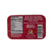 The red back panel of the Buc-ee's Blast Pop Mints tin, displaying a white Nutrition Facts table on the left, ingredient information, a barcode, and a small circular Buc-ee's logo. Displayed on a clean white background.