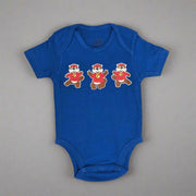 Buc-ee's Blue Beaver Onesie. 3 Buc-ee's Beavers on the front. 