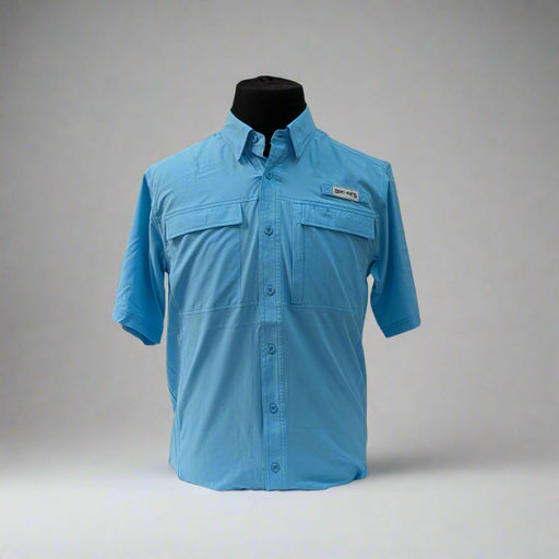 Buc-ee's Blue Fishing Performance Shirt. 